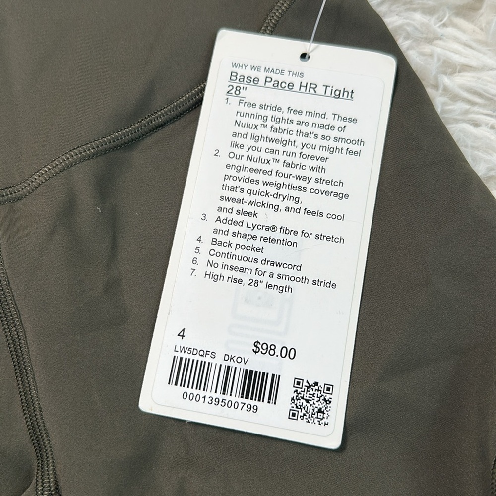 NWT Lululemon Base Pace High-Rise Running Tight 28" Dark Olive - Picture 3 of 7